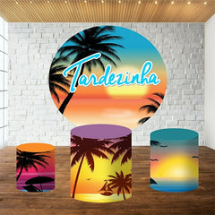 Lofaris Coconut Grove Scenery Round Happy Birthday Backdrop