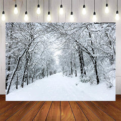 Lofaris Cold Snowy Alley With White Forest Winter Backdrop