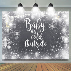 Lofaris Cold Snowy Winter Night Snowflake Baby Shower Backdrop