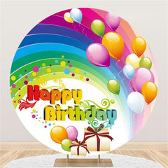 Lofaris Colored Balloon And Gift Circle Happy Birthday Backdrop