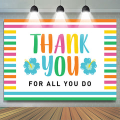Lofaris Colored Stripe Floral Thank You Mothers Day Backdrop