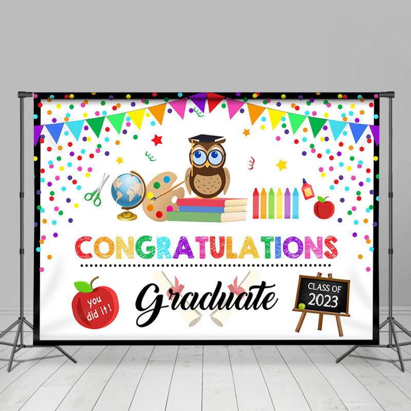 Lofaris Colorful And Cute Congratuations Graduate Backdrop