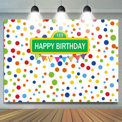 Lofaris Colorful Dot With White Happy Birthday Party Backdrop