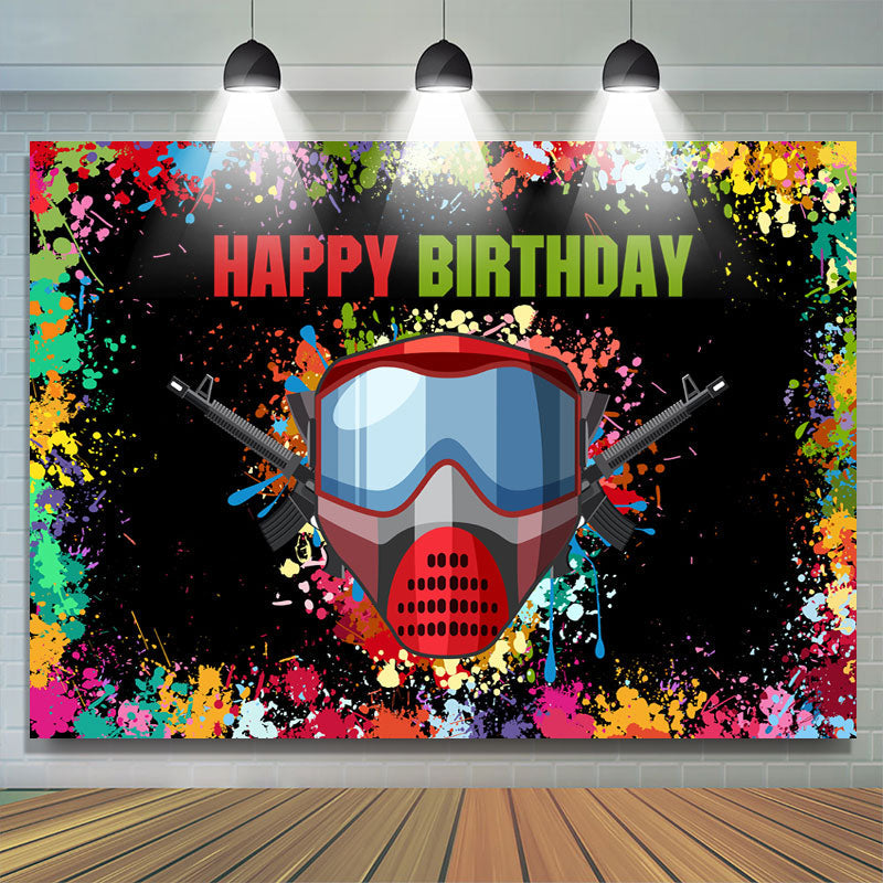 Lofaris Colorful Graffiti And Gas Mask Happy Birthday Backdrop