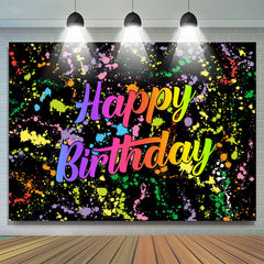 Lofaris Colorful Graffiti Based On Black Happy Birthday Backdrop