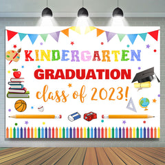 Lofaris Colorful Kindergarten Congrats Graduation Backdrop