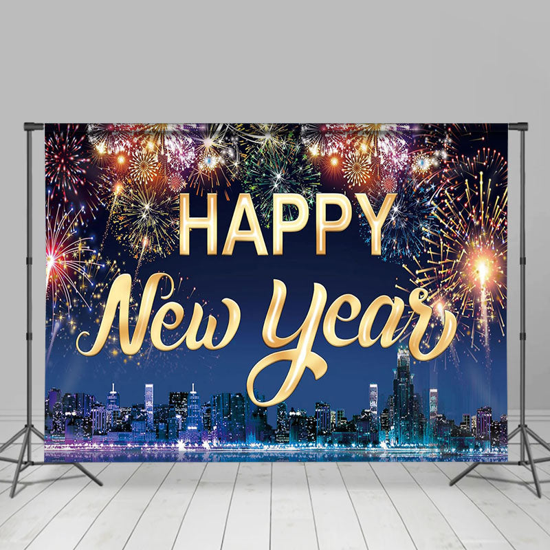 Lofaris UK Colorful Sparkle City Night View New Year Backdrop
