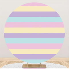 Lofaris Colorful Stripes Round Happy Birthday Backdrop For Girl