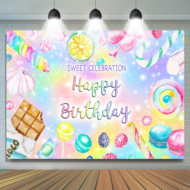 Lofaris Colorful Sweet Celebration Candy Birthday Backdrop