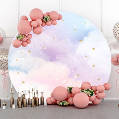 Lofaris Colour Cloud With Gold Stars Round Backdrop For Girl