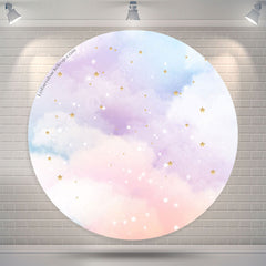 Lofaris Colour Cloud With Gold Stars Round Backdrop For Girl