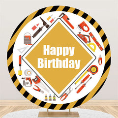 Lofaris Construction Tools Happy Birthday Round Backdrop Kit For Kid