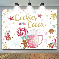 Lofaris Cookie and Cocoa Snowflake Cnady Christmas Backdrop for Party