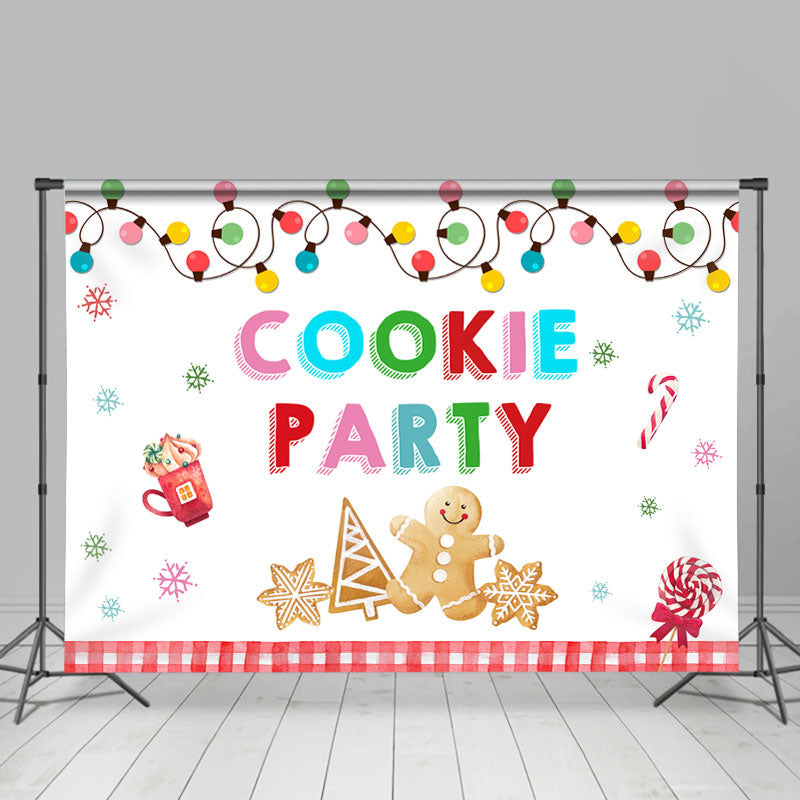 Lofaris Cookie Party Snowflake Christmas Tree Lights Backdrop