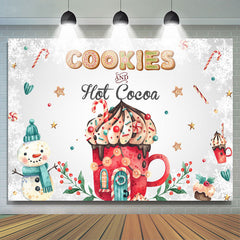 Lofaris Cookies and Hot Cocoa Cute Snowman Winter Backdrop