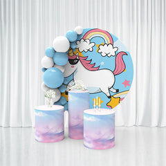 Lofaris Cool Cartoon Horse And Rainow Birthday Backdrop Kit