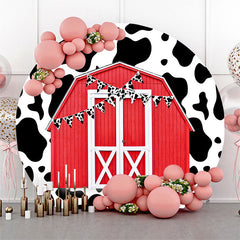 Lofaris Cow Pattern Flag Red Farm Circle Birthday Backdrop