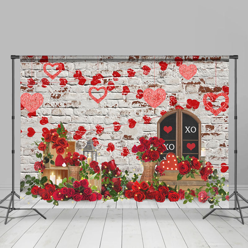 Lofaris Crossed Heart With Lighting Roses Valetine Backdrop