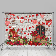 Lofaris Crossed Heart With Lighting Roses Valetine Backdrop