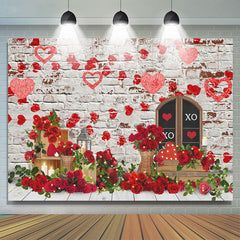 Lofaris Crossed Heart With Lighting Roses Valetine Backdrop