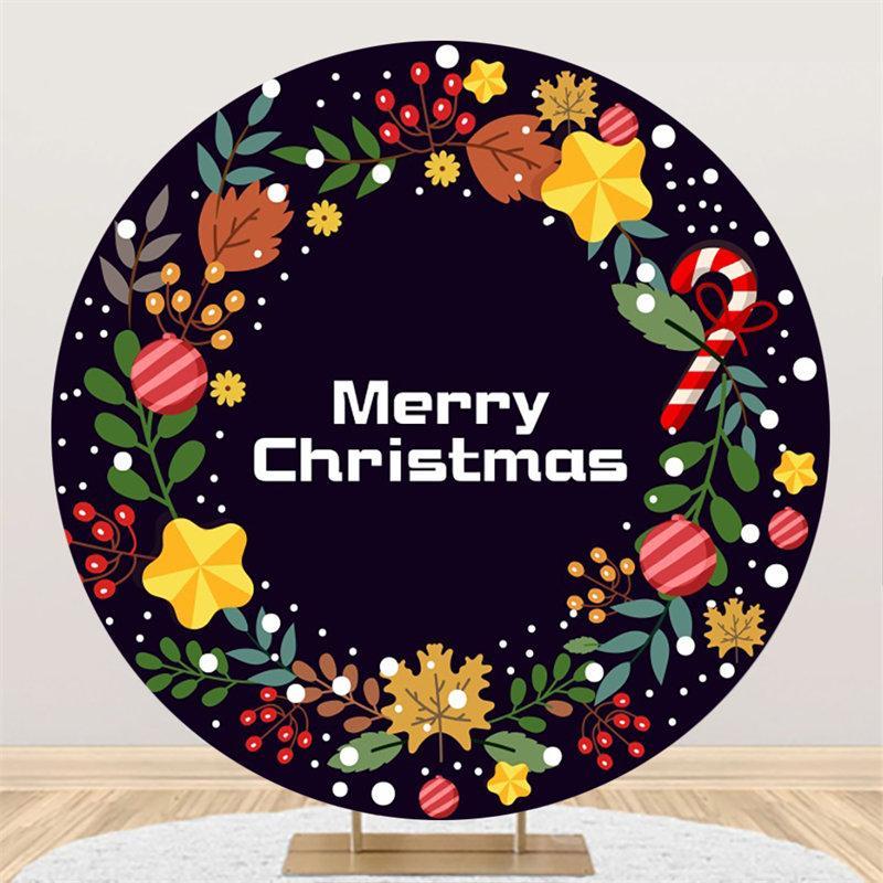 Lofaris Custom Circle Chrismas Garland Backdrop For Decoration