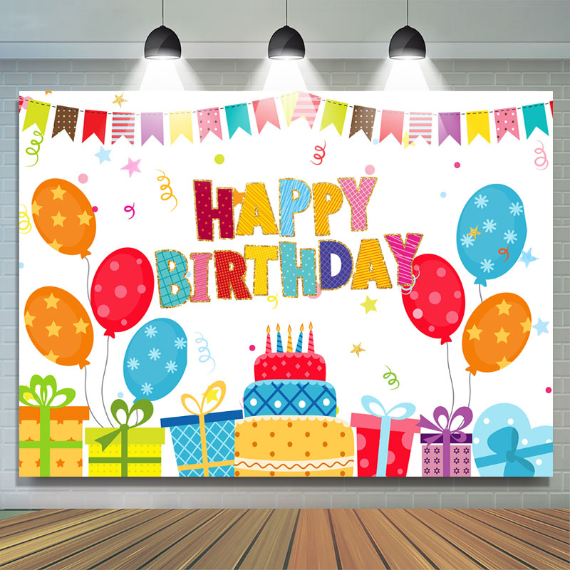 Lofaris Cute And Lovely Balloon Gifts Happy Birthday Backdrop