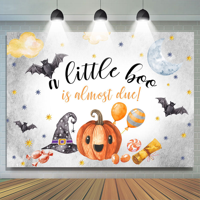 Lofaris Cute Boo Is Almost Due Halloween Baby Shower Backdrop