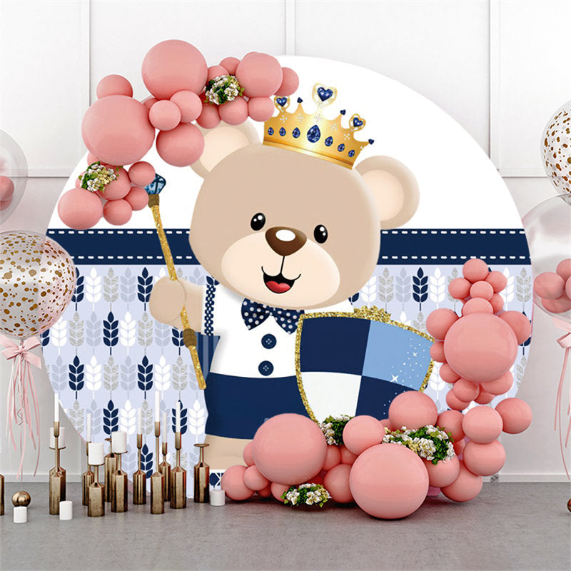 Lofaris Cute Cartoon Bear Baby Shower Round Backdrop For Party