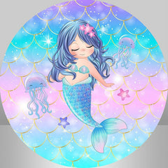Lofaris Cute Mermaid Round Backdrop Kit For Baby Shower