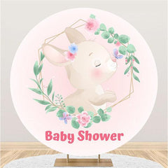 Lofaris Cute Rabbit Custom Pink Round Baby Shower Backdrop