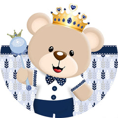 Lofaris Cute Teddy Bear Baby Shower Round Backdrop Kit For Boy