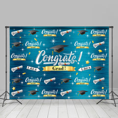 Lofaris Cyan Caps And Stars Congrat Grad Party Backdrop