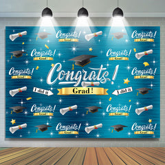 Lofaris Cyan Caps And Stars Congrat Grad Party Backdrop