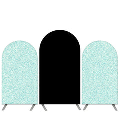 Lofaris Cyan Glitter And Black Happy Birthday Arch Backdrop Kit