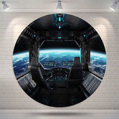 Lofaris Cyber Spacecraft The Earth Circle Birthday Backdrop