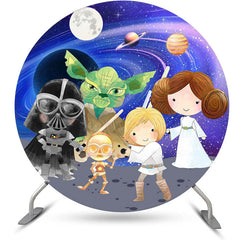 Lofaris Dark Blue Galaxy Star Wars Round Birthday Backdrop Kit