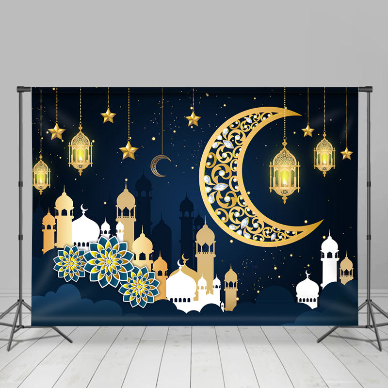 Lofaris Dark Blue Indian Traditional Holiday Party Backdrop