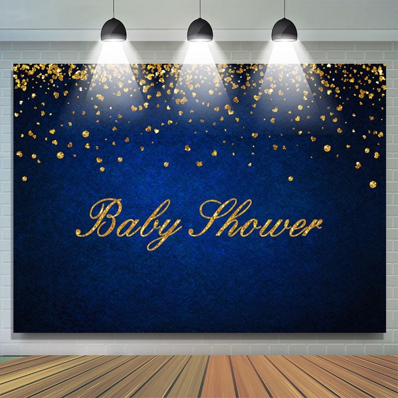 Lofaris Dark Bule and Golden Bokeh Baby Shower Party Backdrop