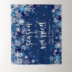 Lofaris Dark Bule Snowy Falling In Love Winter Wedding Backdrop