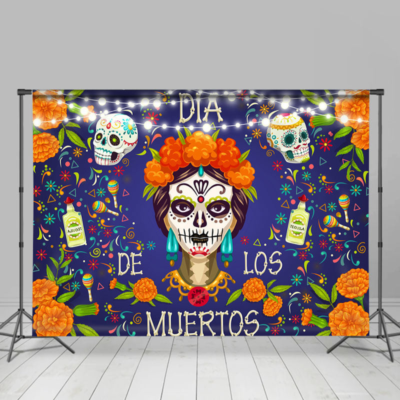 Lofaris De Muertos Los Floral And Light Mexican Fiesta Backdrop