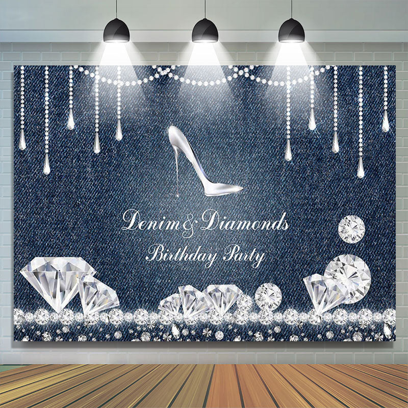 Lofaris Denim and Diamonds Jean High Heel Birthday Backdrop