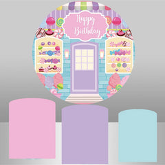 Lofaris Dessert Shop Sweet Round Birthday Backdrop Kit