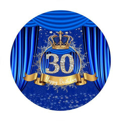 Lofaris Diamonds 30th Blue Round Happy Birthday Party Backdrop