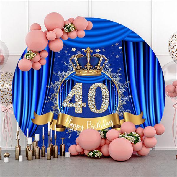 Lofaris Diamonds 40th Blue Round Happy Birthday Party Backdrop