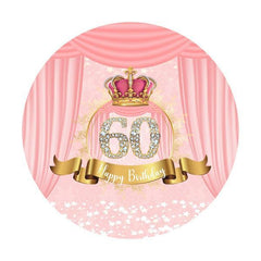 Lofaris Diamonds 70th Pink Round Happy Birthday Party Backdrop