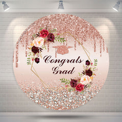 Lofaris Diamonds Rose Gold Glitter Floral Circle Grad Backdrop