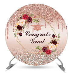 Lofaris Diamonds Rose Gold Glitter Floral Circle Grad Backdrop