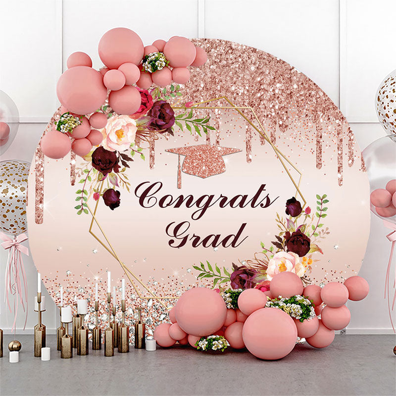 Lofaris Diamonds Rose Gold Glitter Floral Circle Grad Backdrop