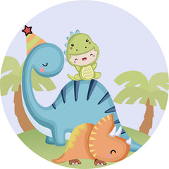 Lofaris Dinosaur Family On The Land Birthday Round Backdrop Kit