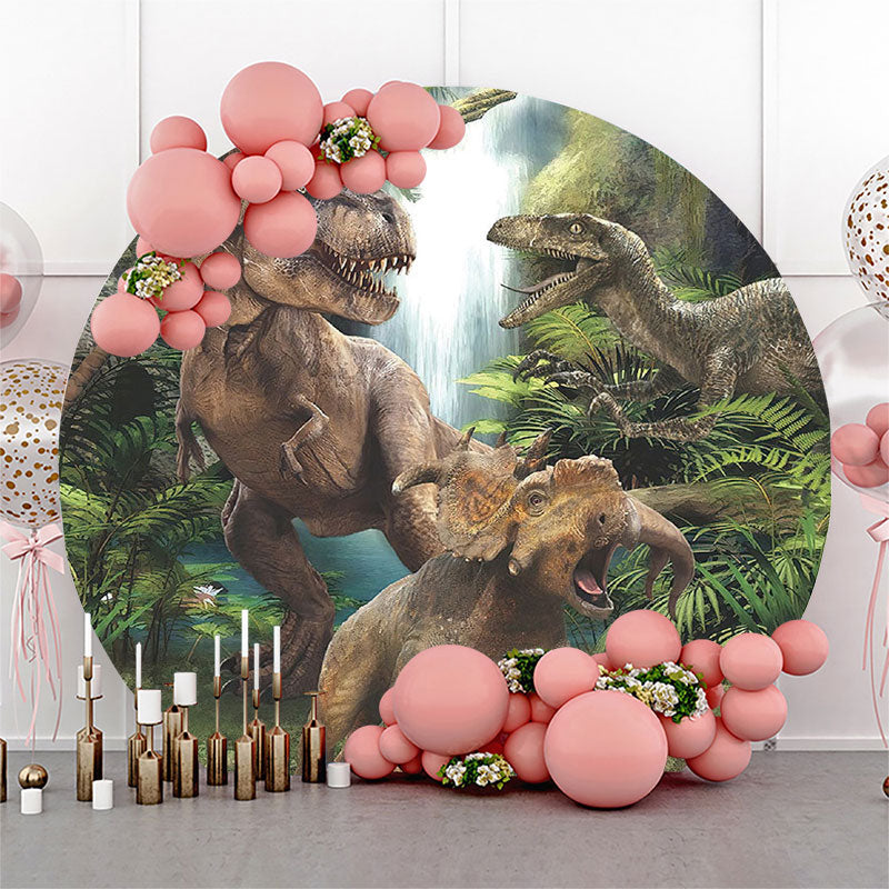 Lofaris Dinosaur Forest For Boys Party Round Backdrop Cover